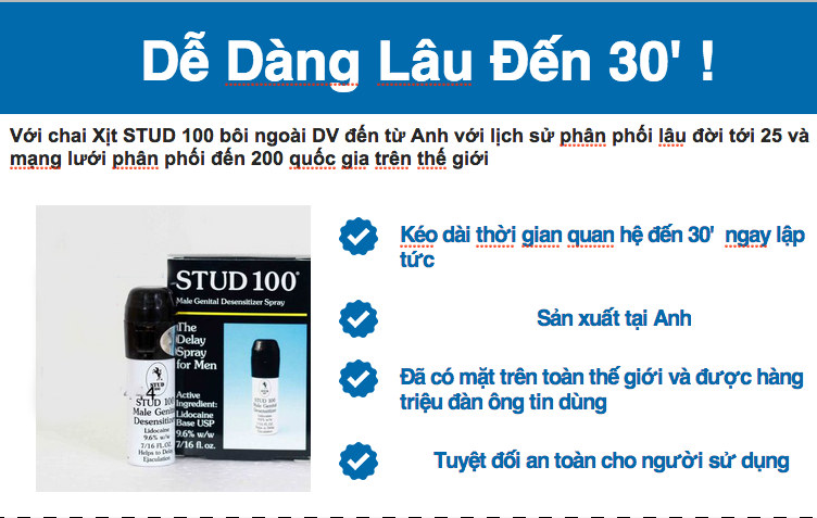 Review Thuốc xịt STUD 100 kéo dài quan hệ với vợ đến 30 phút hàng xách tay